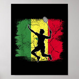 Poster Joueur de badminton Drapeau sénégalais Sénégal
