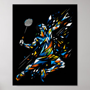 Poster Joueur de badminton en art polygonal Volant Badmin