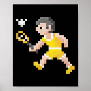 Poster Joueur de badminton en pixel art de jeu vidéo rétr