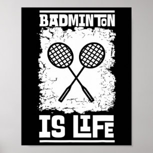 Poster Joueur de badminton - Navette de raquette Badminto