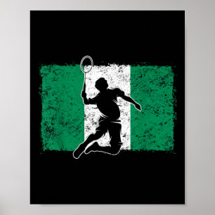 Poster Joueur de Badminton Nigeria Drapeau nigérian Niger