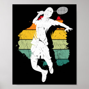 Poster Joueur de Badminton Retro Badminton Team Shutting 