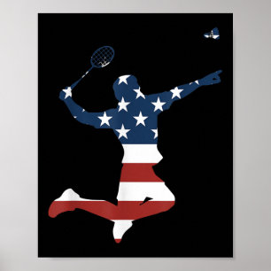 Poster Joueur de badminton Vêtements Drapeau Américain Ba