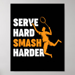 Poster Joueur de badminton volant servir dur smash plus d