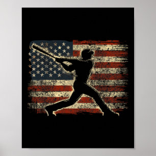 Poster Joueur de baseball américain du drapeau américain