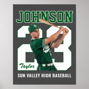 Poster Joueur de baseball senior numéro photo personnalis