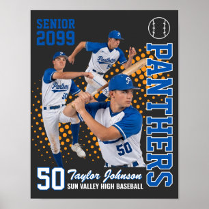 Poster Joueur de baseball senior Photo personnalisée