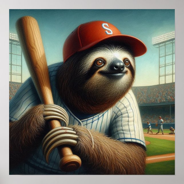 Poster Joueur de baseball Sloth (Devant)