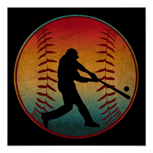Poster Joueur de baseball vintage (Devant)