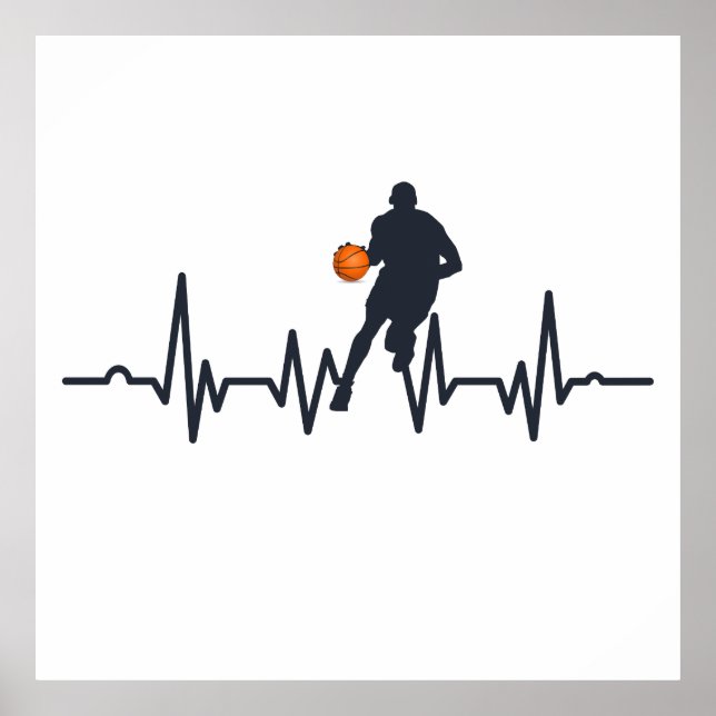 Poster joueur de basket avec hearbeat (Devant)