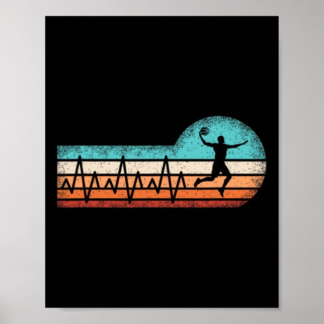 Poster Joueur de basket-ball amusant Heartbeat Basket (Devant)