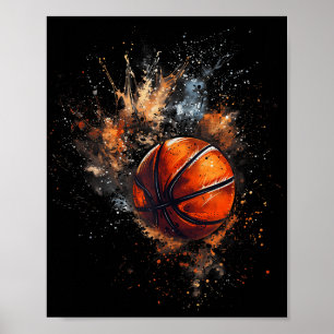Poster Joueur de basket-ball Aquarelle Dessin Ar