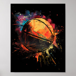 Poster Joueur de basket-ball Aquarelle Dessin Ar
