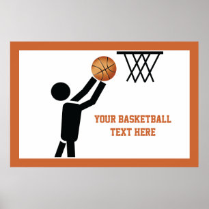 Poster Joueur de basket-ball avec balle personnalisée
