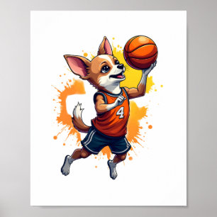 Poster Joueur de basket-ball Chihuahua Sport Dunk Copie