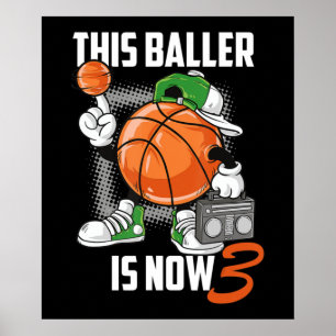 Poster Joueur de basket-ball de 3e anniversaire Fundy 3 a