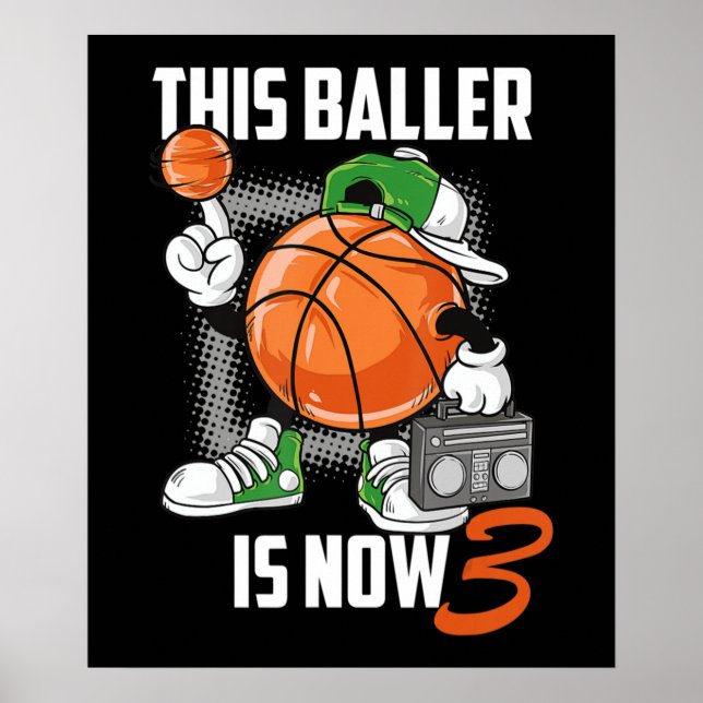 Poster Joueur de basket-ball de 3e anniversaire Fundy 3 a (Devant)
