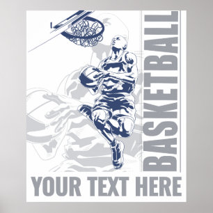 Poster Joueur de basket-ball de texte personnalisé