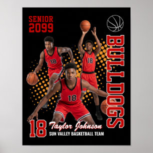 Poster Joueur de basket-ball senior Collage de photos per