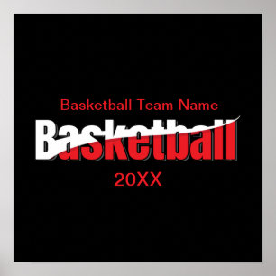 Poster Joueur de basket-ball Swish Abstrait - Word Art