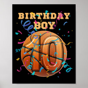 Poster Joueur de basket de 10 ans garcon d'anniversaire d
