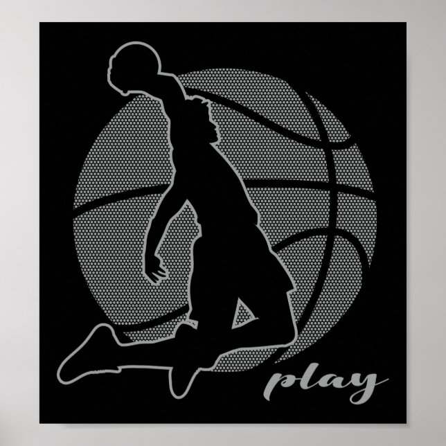Poster Joueur de basket (monochrome) (Devant)
