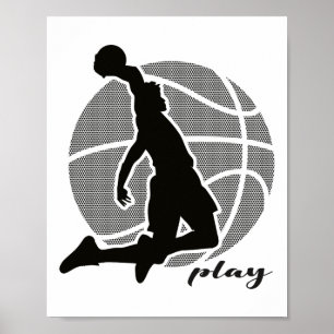 Poster Joueur de basket (monochrome) 2