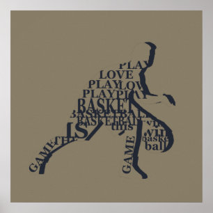 Poster Joueur de basketball en train de dribbler
