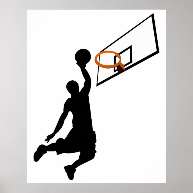 Poster Joueur de basketball Silhouette Slam Dunk (Devant)