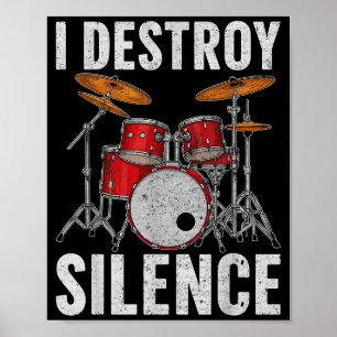 Poster Joueur de batterie percussionnistes batteurs je dé