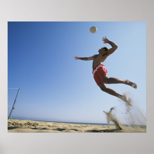 Poster Joueur de beach volley masculin qui saute jusqu'à  (Devant)