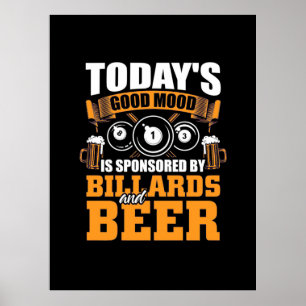 Poster Joueur de billard Aujourd'Hui Billard Et Bière