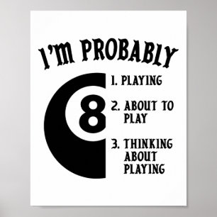 Poster Joueur de billard de 8 balles cadeau de nouveauté