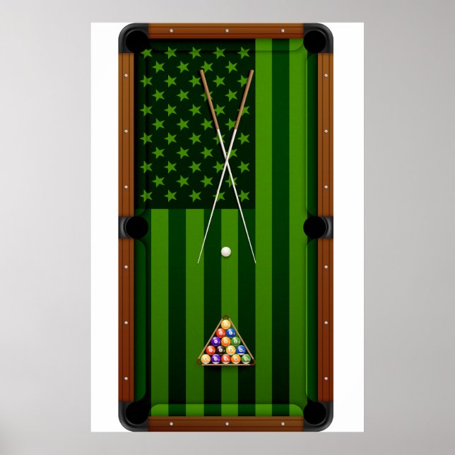 Poster Joueur de billard Table États-Unis drapeau américa (Devant)