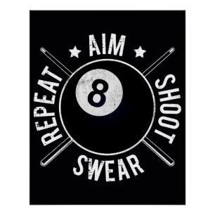 Poster Joueur de billard Viser Tirer Répéter Billard Amér