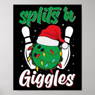 Poster Joueur de bowling drôle de Noël Fentes et Rires Bo