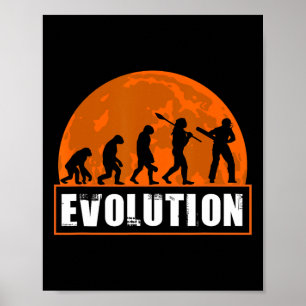 Poster Joueur de cricket drôle de cricket évolution humai