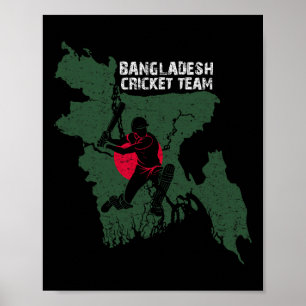 Poster Joueur de cricket du Ngladesh Drapeau Maillot Cart