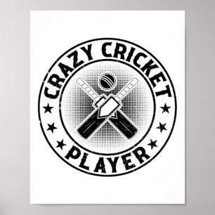 Poster Joueur de cricket fou - Joueur de cricket joueur d