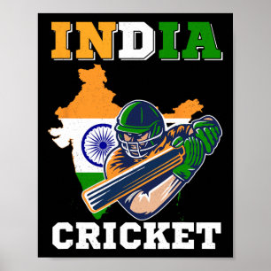 Poster Joueur de cricket indien Maillot de drapeau Sports