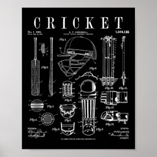 Poster Joueur de cricket Tsman Lanceur Vintage Sports Pât