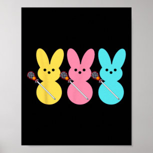 Poster Joueur de crosse mignon lapin enfants garçons Pâqu