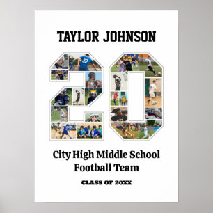 Poster Joueur de diplôme d'école Numéro 20 Photo Collage