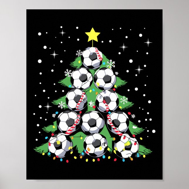 Poster Joueur de football amusant Xmas lumières Football  (Devant)