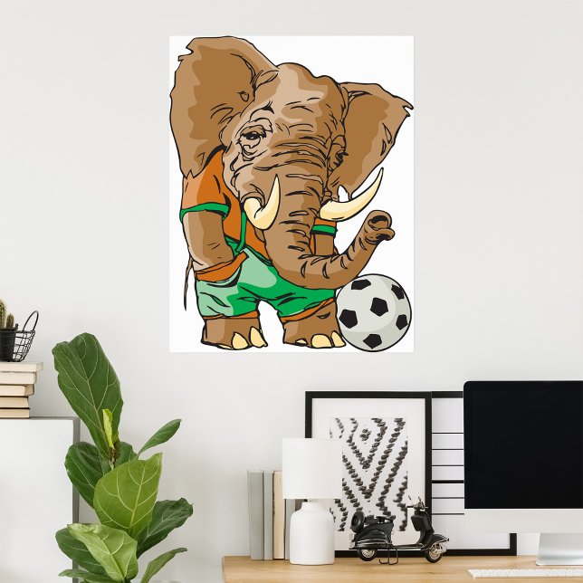 Poster Joueur de football éléphant Funny Sport animal (Créateur téléchargé)