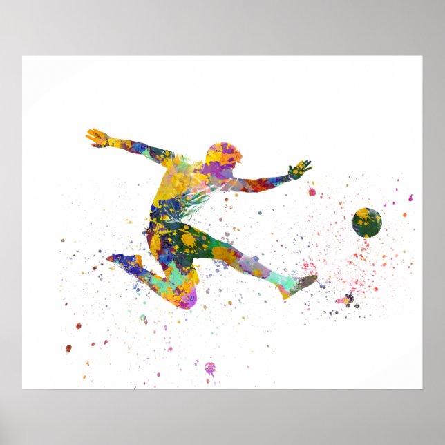 Poster Joueur de football en aquarelle (Devant)