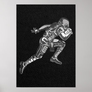 Poster Joueur de football exécutant le quart-arrière Blac