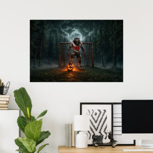 Poster Joueur de football Loup-Garou Art Horreur Hallowee