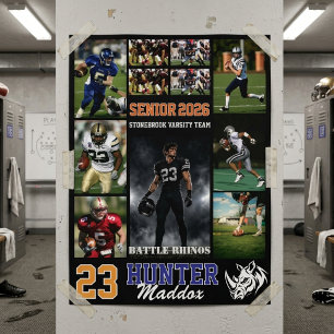 Poster Joueur de football nuit senior Collage de photos S