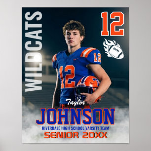 Poster Joueur de football nuit senior photo personnalisée